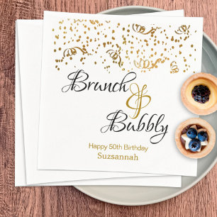 Elegantes Brunch Bubbly Gold Confetti Custom Party Serviette