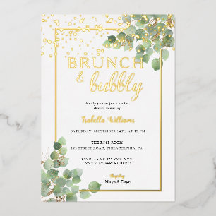 Elegantes Brunch & Bubbly Greenery Brautparty Folieneinladung
