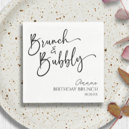 Elegantes Brunch und Bubbly Birthday Brunch Party Serviette