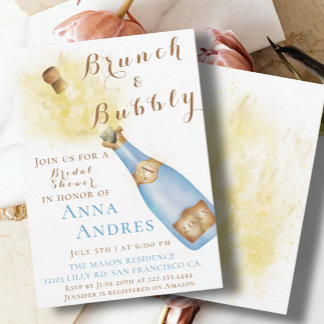 Elegantes Brunch und Bubbly Brautparty Einladung