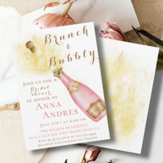 Elegantes Brunch und Bubbly Brautparty Einladung