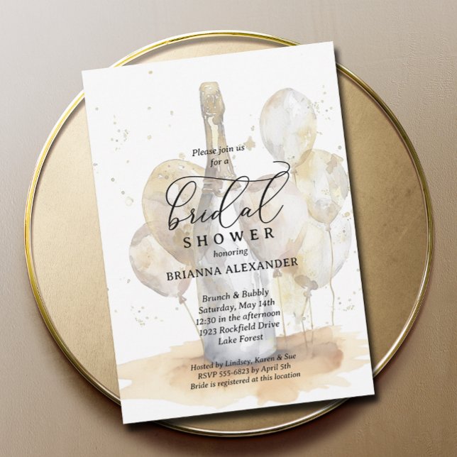 Elegantes Brunch und Bubbly Brautparty Einladung (Elegant Brunch and Bubbly Bridal Shower Invitations)