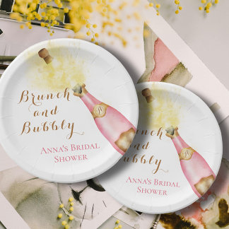 Elegantes Brunch und Bubbly Brautparty Pappteller