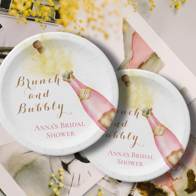 Elegantes Brunch und Bubbly Brautparty Pappteller (Von Creator hochgeladen)