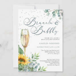 Elegantes Brunch und Bubbly Sunflower Brautparty Einladung