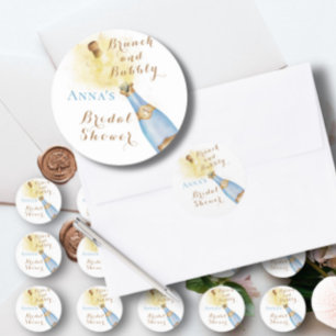 Elegantes Brunch und sprudelndes Brautabschiedsspi Runder Aufkleber