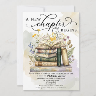 Elegantes Buch- und Blumens-Baby-Shower Ein neues Einladung