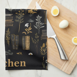 Elegantes Buchdesign - Dark Academia - Vintages Bu Geschirrtuch