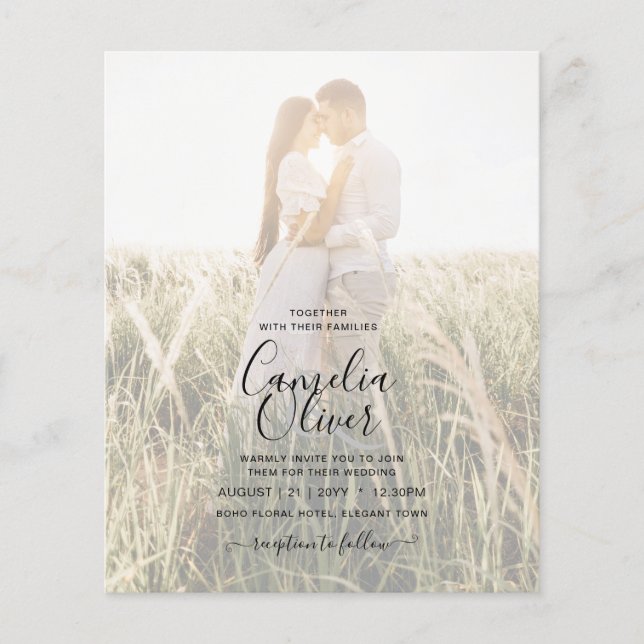 Elegantes BUDGET Foto Overlay Emerald Green Weddin Flyer (Vorne)