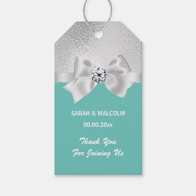 Elegantes Bugsilber aquamarine Gunst Geschenkanhänger (Vorderseite)