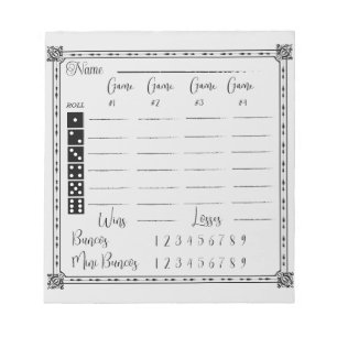 Elegantes Bunco-Notenblatt Notizblock