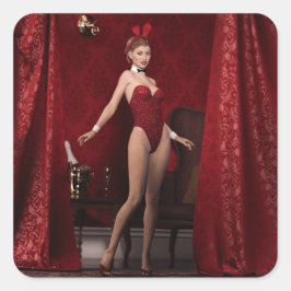Elegantes Bunny Girl Quadratischer Aufkleber