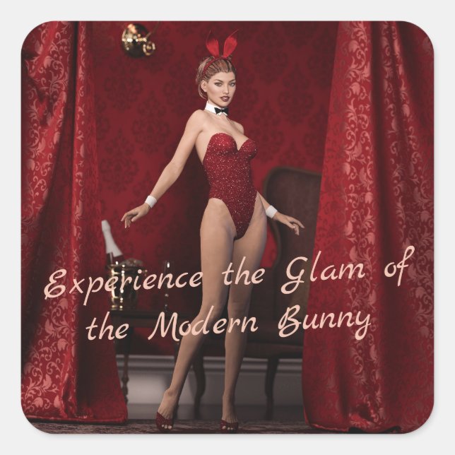 Elegantes Bunny Girl Quadratischer Aufkleber (Vorderseite)
