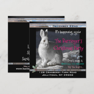 Elegantes Bunny Snowy Night Weihnachts-Party Einladung