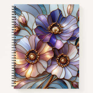 Elegantes Buntglas-Blumendesign in sanften Pastell Notizbuch