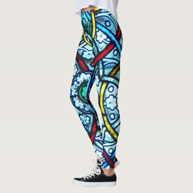 Elegantes Buntglas-Muster Notre Dames Paris Leggings (Links)