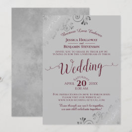 Elegantes Burgund auf Gray Wedding Livestream Einladung