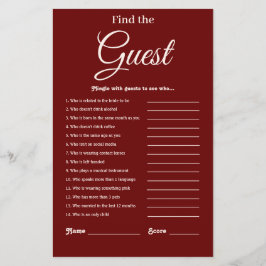 Elegantes Burgund Brautparty Game