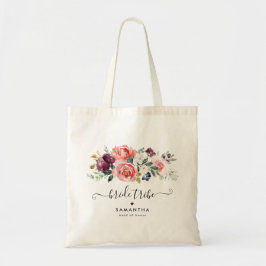 Elegantes Burgund Coral Peach Floral Brautparty Tragetasche