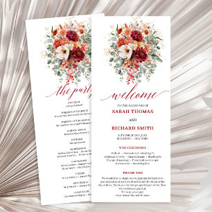 Elegantes Burgund Gold Blumen Herbst Programm Hoch