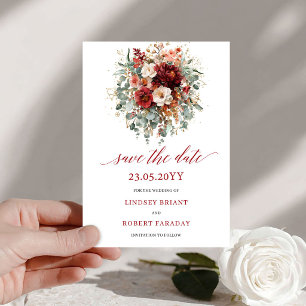 Elegantes Burgund Gold Blumen Herbst Save The Date