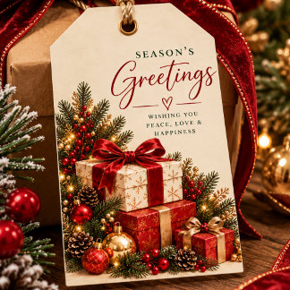 Elegantes Burgund Gold Frohe Weihnachten Geschenkanhänger