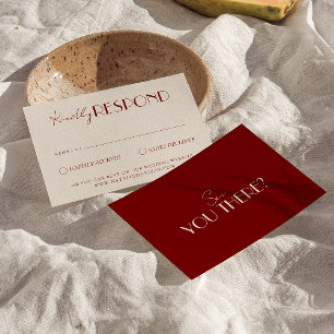 Elegantes Burgund Ivory Old Money Zeitloses Hochze RSVP Karte