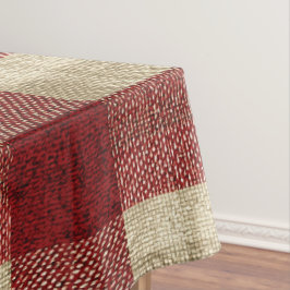Elegantes Burgund-Ivory-Rostrot-Karomuster Tischdecke