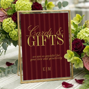 Elegantes Burgund-Karten und Geschenke Hochzeitssc