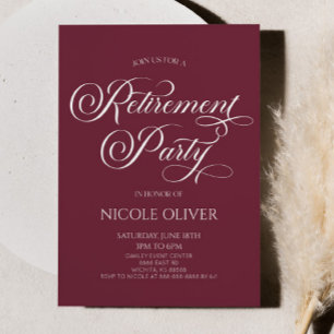 Elegantes Burgund Minimalistisches Party für die A Einladung