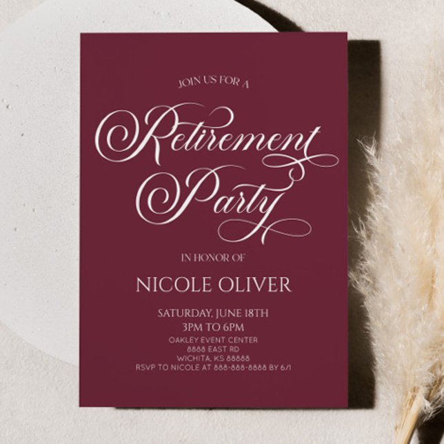 Elegantes Burgund Minimalistisches Party für die A Einladung (Von Creator hochgeladen)