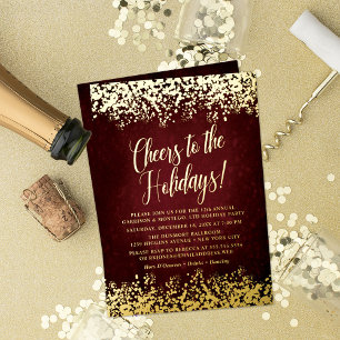 Elegantes Burgund mit Gold Confetti Folieneinladung