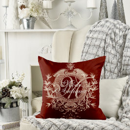 Elegantes Burgund und Cream Antique Chateau Kissen