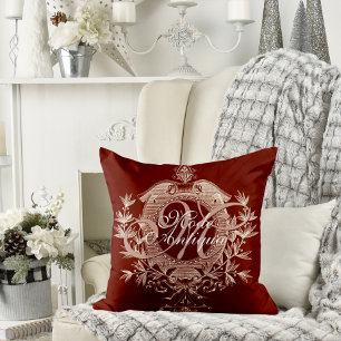 Elegantes Burgund und Cream Antique Chateau Kissen