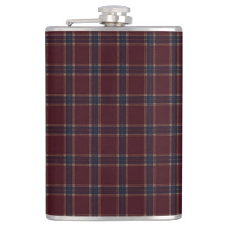 Elegantes Burgund und Marineblau Heritage Plaid Flachmann