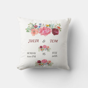 Elegantes Burgund und Rosafarbenes Floral Kissen