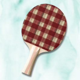 Elegantes Burgunder-Elfenbein-Rostrot-Karomuster Tischtennis Schläger