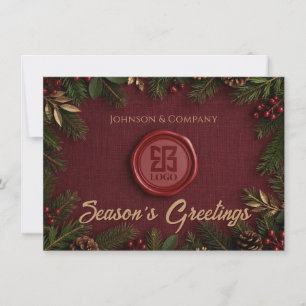 Elegantes Burgunder-Geschäfts-Weihnachtslogo Mitteilungskarte