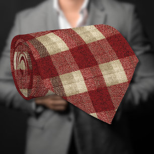 Elegantes Burgunder-Weiß-Rot-Karo-Muster Krawatte