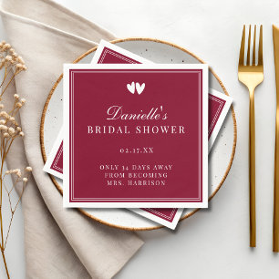 Elegantes Burgunderrot Valentinstag Brautparty Serviette