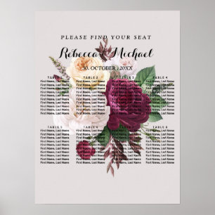 Elegantes burgunderrotes Floraldesign Poster