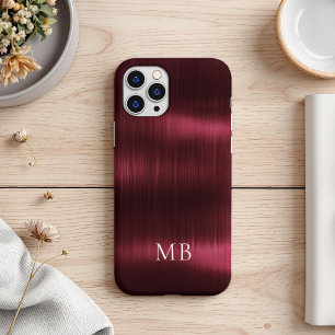 Elegantes burgunderrotes, gebürstetes Stahl-Faux-M Case-Mate iPhone Hülle