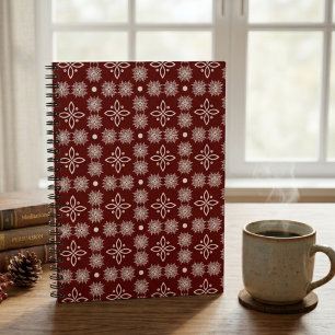 Elegantes burgunderrotes Schneeflocken-Damaskus-Bl Notizblock