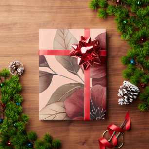 Elegantes burgunderrotes und cremefarbenes Aquarel Geschenkpapier