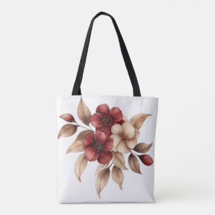 Elegantes burgunderrotes und cremefarbenes Floral Tasche