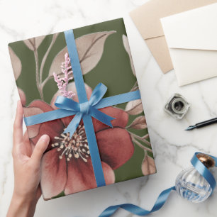 Elegantes burgunderrotes Wasserfarben-Blumenbouque Geschenkpapier