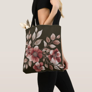 Elegantes burgunderrotes Wasserfarben-Blumenbouque Tasche