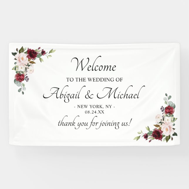 Elegantes Burgundy Begrüßungsbanner Banner (Horizontal)