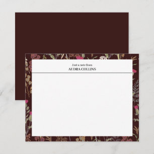 Elegantes Burgundy-Blume-Muster - Benutzerdefinier Mitteilungskarte