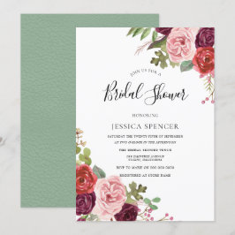 Elegantes Burgundy Blush Mint Brautparty laden ein Einladung